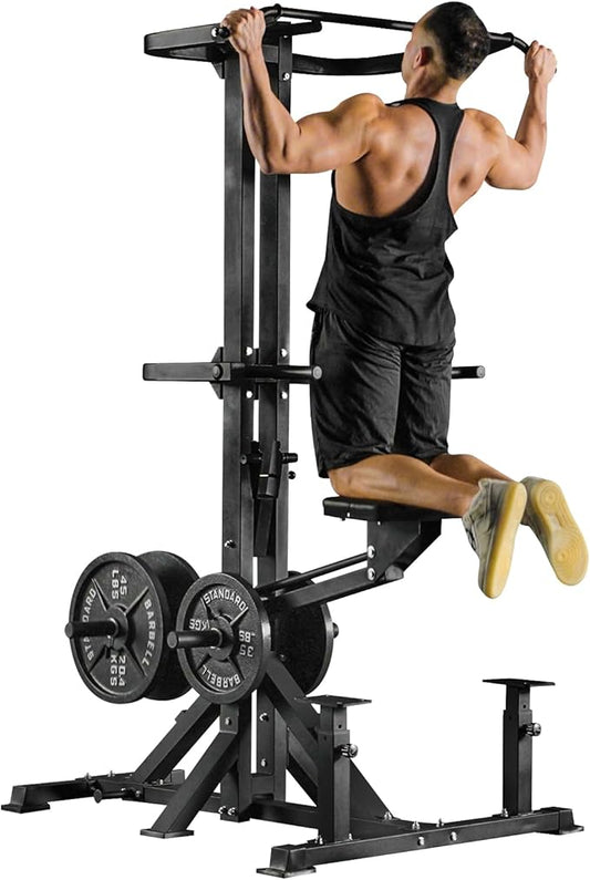 Assisted Pull Up Machine, GMWD 600LBS Leverage Assisted Chin and Dip Machine, 4 in 1 Plate Loaded Gym Equipment, Pull Up Machine with 1:1 Counterweight System & Band Peg for Home Gym