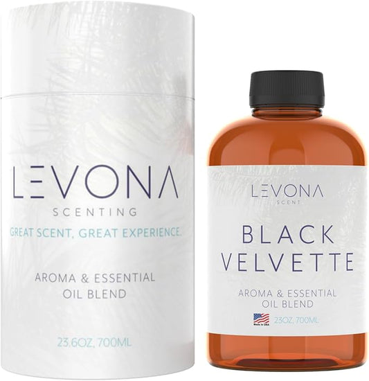 Levona Scent Essential Oil - Fresh Aroma for Home, Office, Hotel & Spa, Perfect in Humidifiers and Diffusers, Luxury Fragrance, with Fir Needle & Salty Sea Air Notes - 700ml/ 23 fl oz, Black Velvette