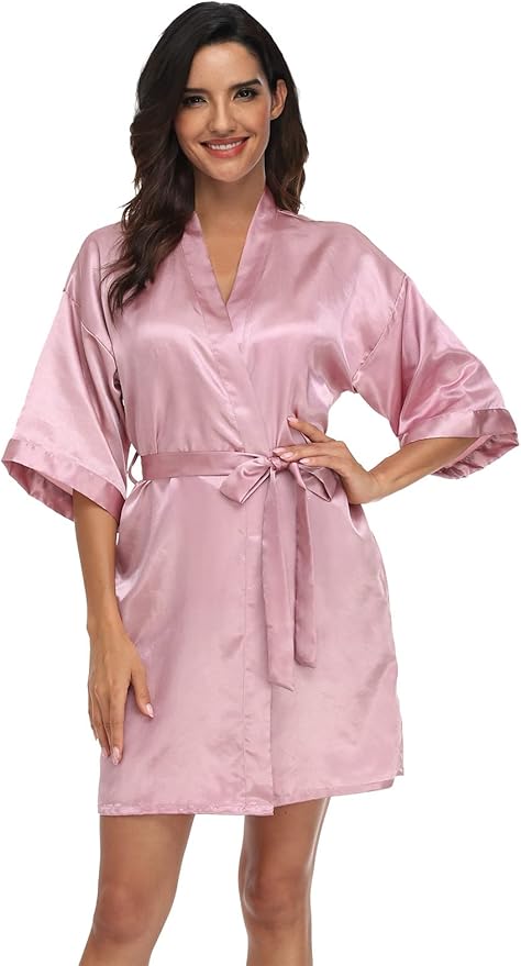 Women's Pure Short Silky Robes Bridesmaid Bride Party Satin Robes Sleepwear