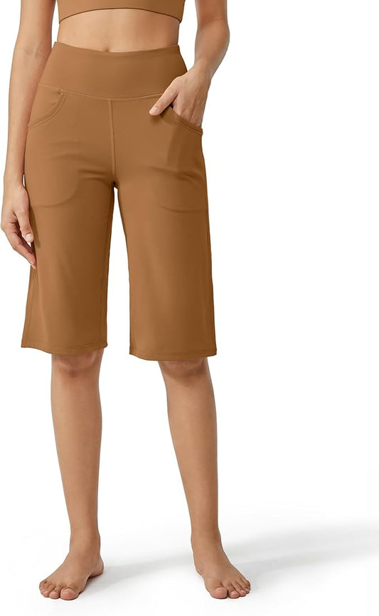 Promover Capri Pants for Women Wide Leg Yoga Cropped Pants with Pockets Loose Casual Summer Pants