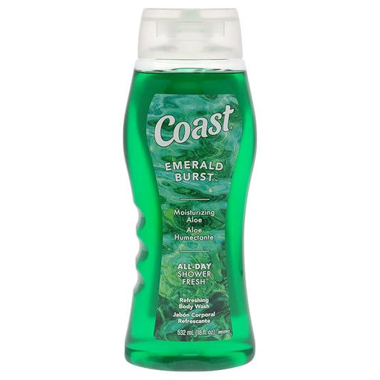 Coast Emerald Burst Body Wash - Hydrating Body Wash - Gentle Cleansing Body Wash for Dry Skin with Moisturizing Aloe Formula - Fresh Scent - 18 oz