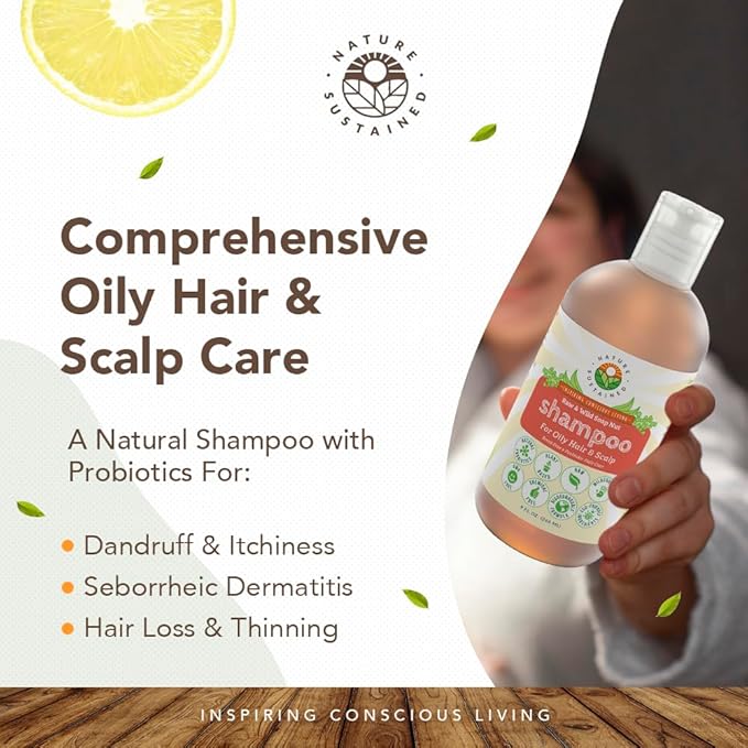 Natural Shampoo for Oily Hair & Scalp - Organic, Raw & Wildcrafted with Probiotics, Hypoallergenic & Sulfate Free Herbal Shampoo for Oil Control, Dandruff, Seborrheic Dermatitis - Gallon, Original