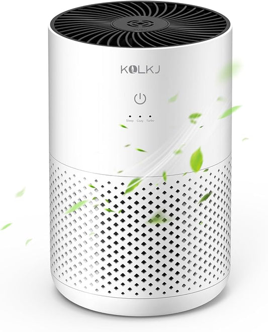 Air Purifiers for Home Bedroom,KQLKJ H13 True HEPA Air Purifier with Fragrance Sponge for Better Sleep, Pollen, Smoke, Dusts, Pets Dander, Odor, Small Air purifier for Office,Dorm Room(White)