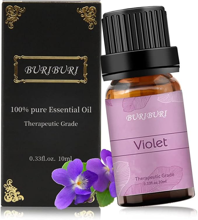 BURIBURI Violet Essential Oil 10ml, 100% Pure, Undiluted, Natural Violet Fragrance Oil for Diffuser, Soap Candle Making