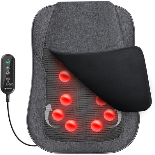 CooCoCo 14"×19" Shiatsu Back Massager with Heat, Birthday Gifts for Dad Mom Women Men Husband, Portable Massage Chair Pad, Kneading Massage Tools for Pain Relief, Chair Massager for Office Home