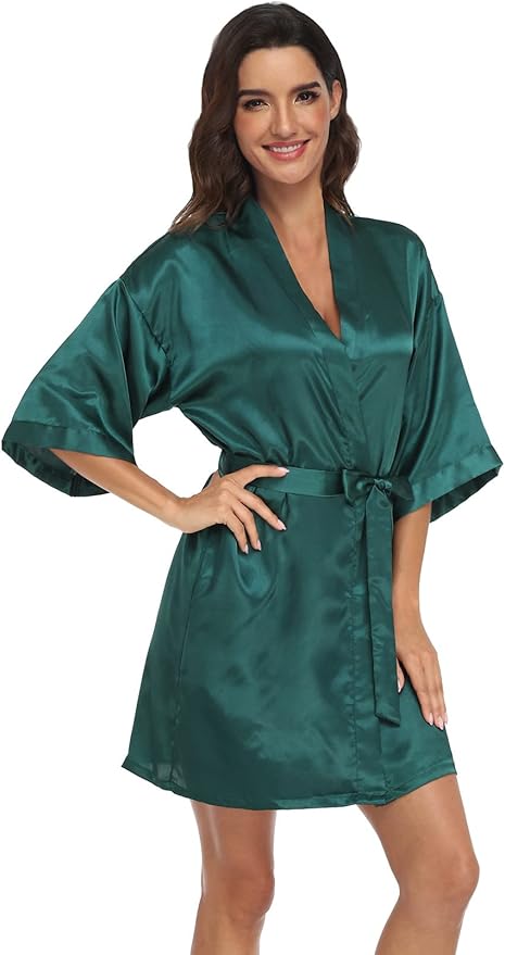 Women's Pure Short Silky Robes Bridesmaid Bride Party Satin Robes Sleepwear