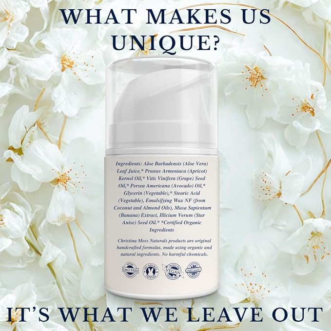 Christina Moss Naturals Original Moisturizer, Natural and Organic Ingredients, Gentle, No Toxic Chemicals
