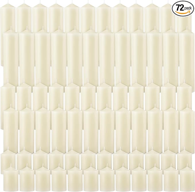 MTLEE Set of 72 Ivory Pillar Candles 2 x 3, 2 x 6, 2 x 8 Inch Smokeless and Dripless Unscented Large Candles Long Clean Burning Rustic Pillar Candle for Wedding Dinner Home Decor