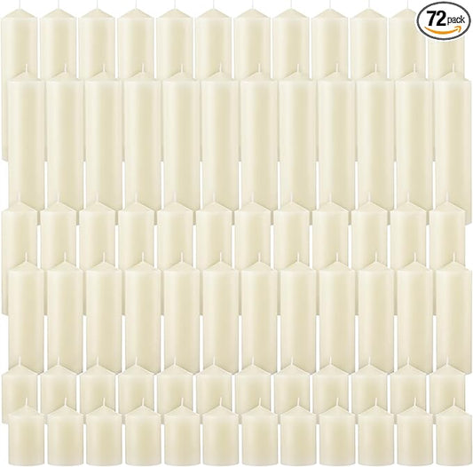 MTLEE Set of 72 Ivory Pillar Candles 2 x 3, 2 x 6, 2 x 8 Inch Smokeless and Dripless Unscented Large Candles Long Clean Burning Rustic Pillar Candle for Wedding Dinner Home Decor