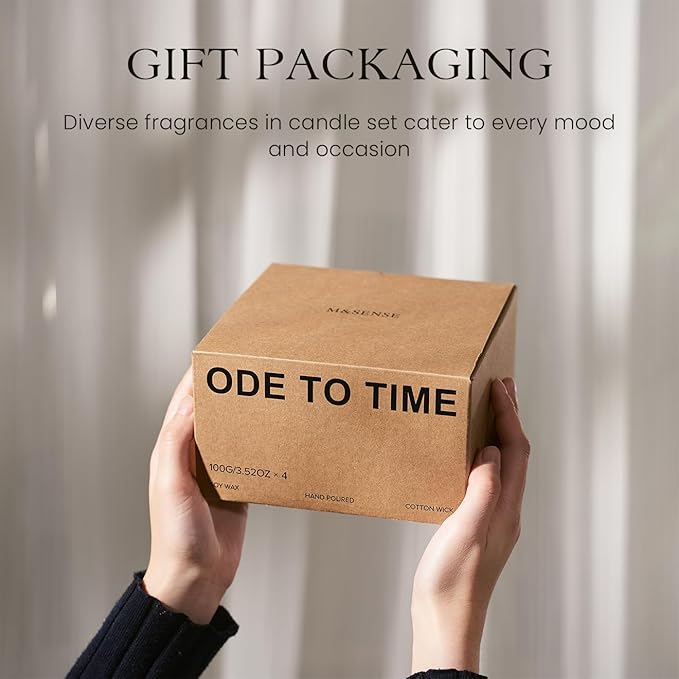 M&SENSE 4 Pack Candles for Home Scented Fall Candle Gift Set for Women Soy Wax Long Lasting Amber Jar Candles Gift for Halloween Thanksgiving Day