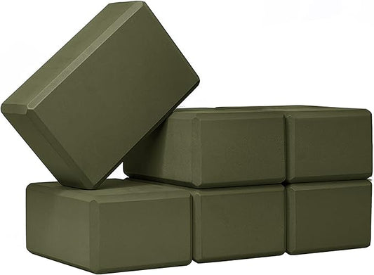 Sunshine Yoga 4" Yoga Block, 6 Pack Bulk EVA Foam Yoga Blocks, Firm and Supportive Yoga Brick, Balance Foam for Stretching, Pilates, and Workout, 4" x 6" x 9"