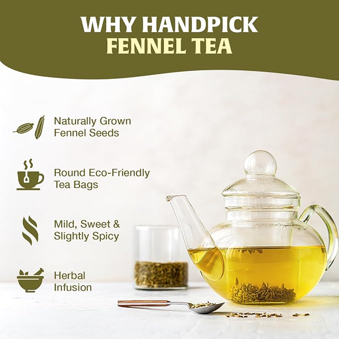 HANDPICK Fennel Seed Tea Bags (100 Count), Authentic Indian Origin with Natural Aroma & Sweetness | Naturally Support Digestion & Immune System | 100% Pure, Non GMO & Caffeine Free