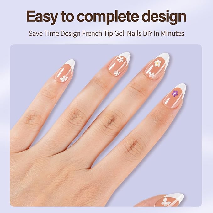 Misssix X-BASIC TIPS French Tip Press On Nails, 150Pcs French Gel Nail Tips Short Almond, Soft Gel Pre-shaped No Need to File 3 in 1 Nail Tips, Fake Nails for Nail Art DIY Extension Designs 15 Sizes