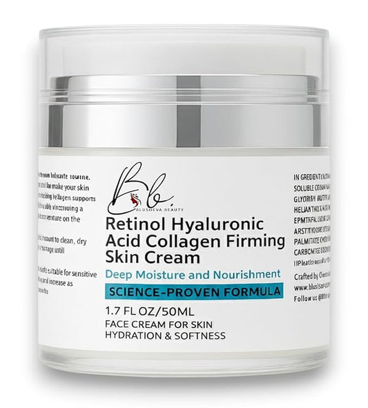 Retinol Moisturizer for Face – Anti Aging Cream with Hyaluronic Acid & Collagen – Deep Hydration, Firming & Wrinkle Reduction – 1.7 fl oz