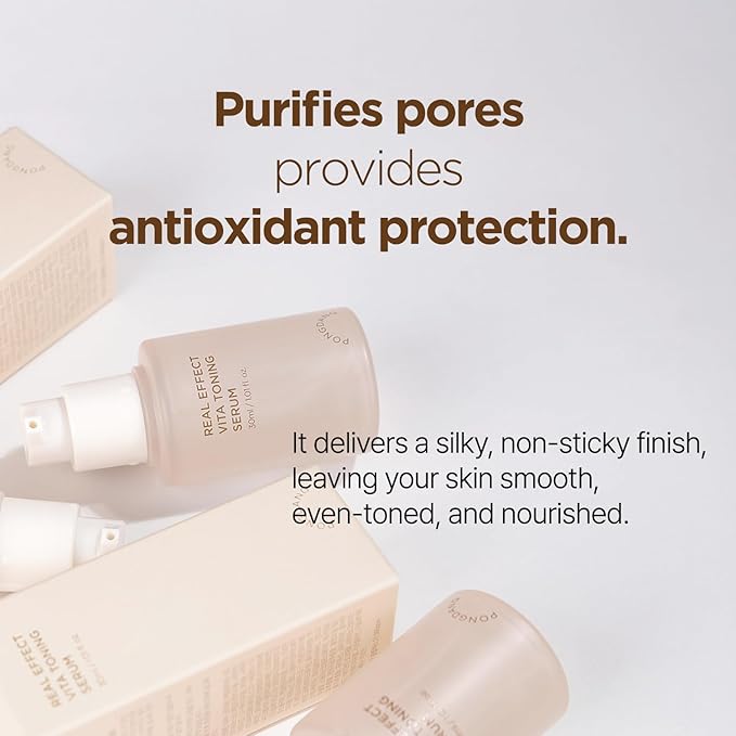 PONGDANG Real Effect Vita Toning Serum | Pore-Refining & Skin-Brightening Care | Lightweight, Non-Greasy Formula with 12 Vitamins, Niacinamide & White Truffle | Korean Skin Care