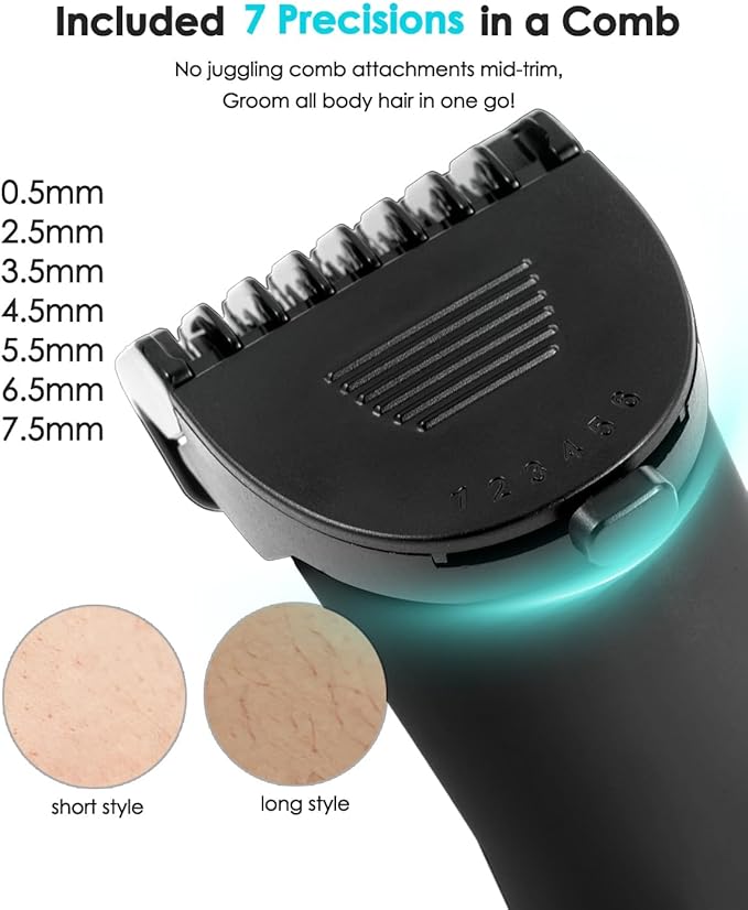 Personal Hair Trimmer for Women and Men, Pubic Body Groomer, Waterproof Hair Clipper for Private Areas/Full Body, Vaginal, Groin, Ball, Chest, Bikini, No Nicks or Cuts