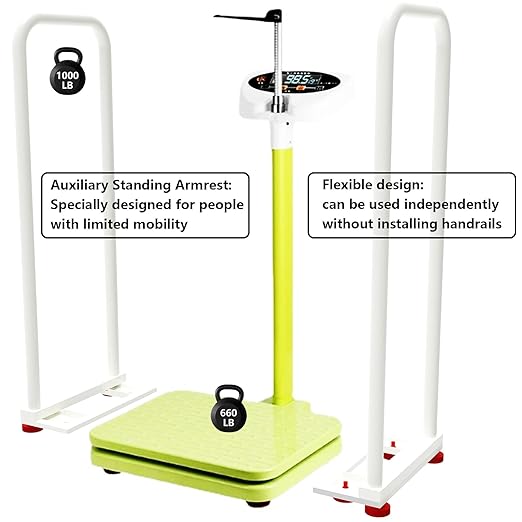 Assist The Elderly in Measuring Weight gain While Standing, with an Electronic Scale with armrests, Suitable for use in clinics, Hospitals, Schools, Nursing Homes (Pink)