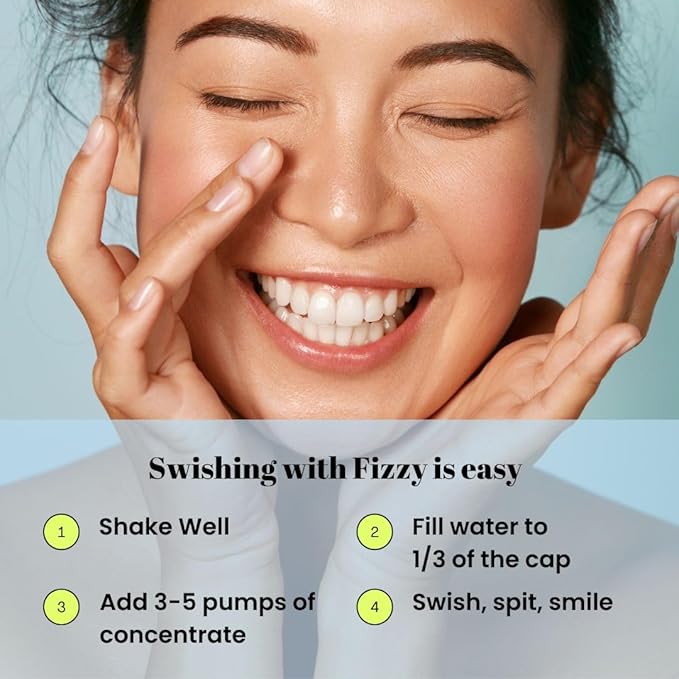 Fizzy Mouthwash Concentrate | Remineralizing Enamel Repair, Nano Hydroxyapatite | 20X Concentrated Travel Size | No Fluoride, Alcohol, Dye | Xylitol, Dry Mouth | Kids & Adults | Mint