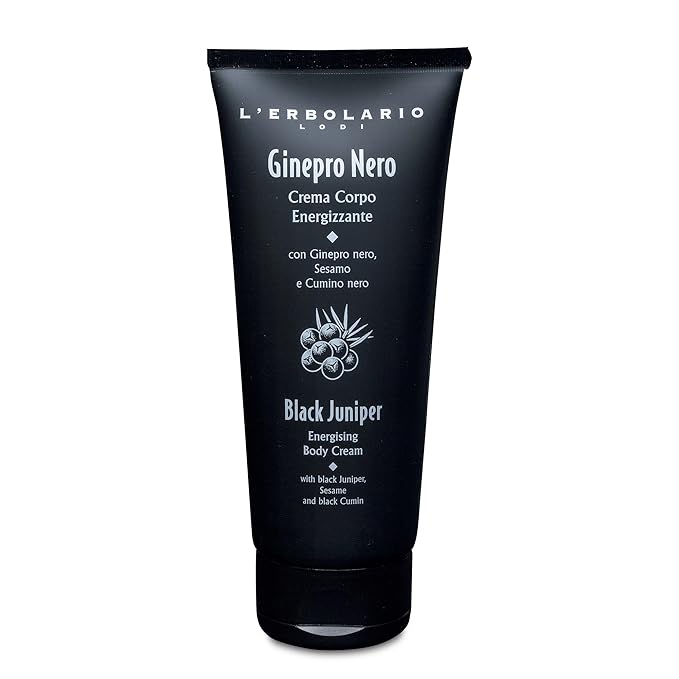 L’Erbolario Energizing Body Cream – Moisturizing Body Butter – Replenishing and Nourishing Skin Care with Citrus, Woody Scent - Black Juniper – 6.7 oz