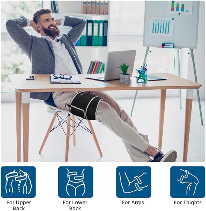 SHINE WELL Cordless Red Light Therapy Massage Belt with 3 Heat Levels and Vibrating, Lower Back Massager FSA HSA Eligible,Battery Powered Back Massager, for Dad