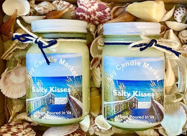 Soy Scented Candles | Handmade & Highly Aromatic Candles Burns Upto 85 Hours in Glass Jar - Perfect for Home Decor, Wedding, Birthday, Dinner (Salty Kisses, 16 oz)