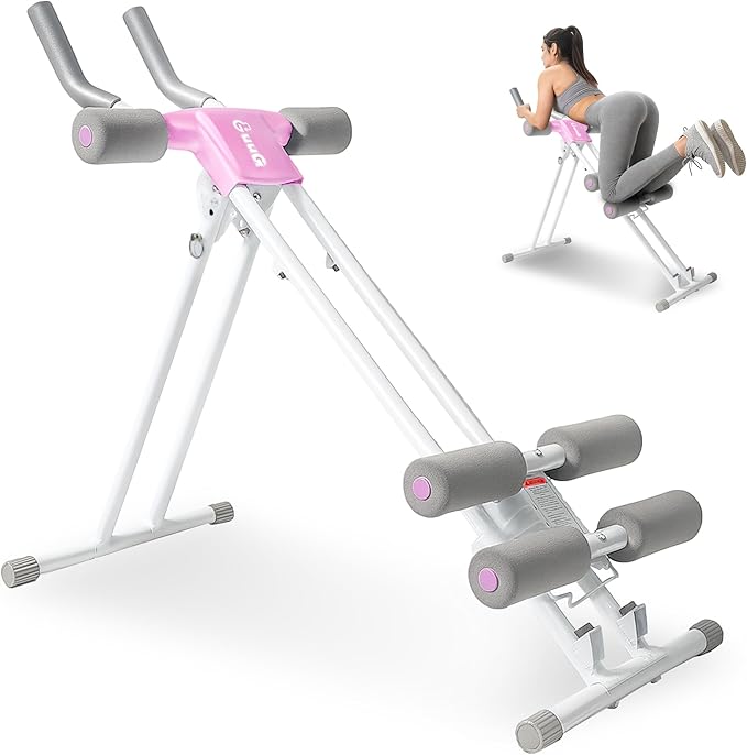 Ab Machine Abdominal Stomach Workout: Adjustable Ab Trainer Machine Ab Cruncher Core Strength Training Equipment for Home Gym Foldable for Women and Men