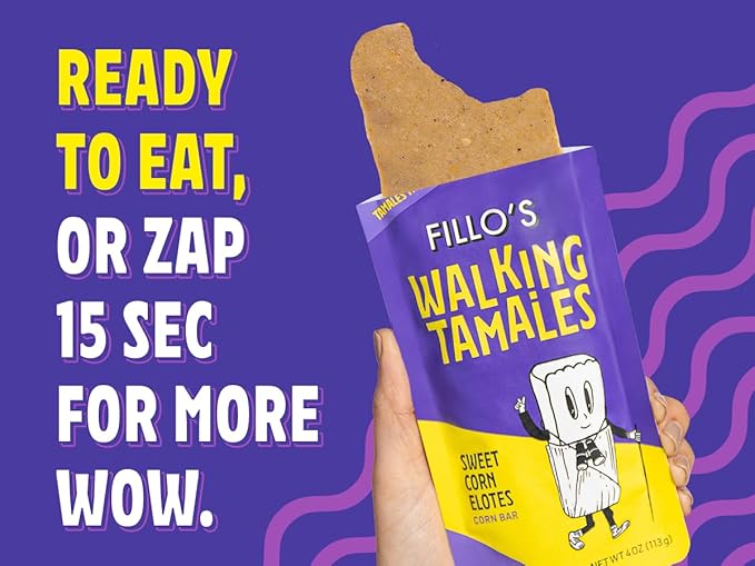 Fillos Walking Tamales Savory, Ready To Eat Vegan Snacks Microwaveable Meal, Gluten Free and Preservative Free 7 Pack with Mild Tamales Lunchables