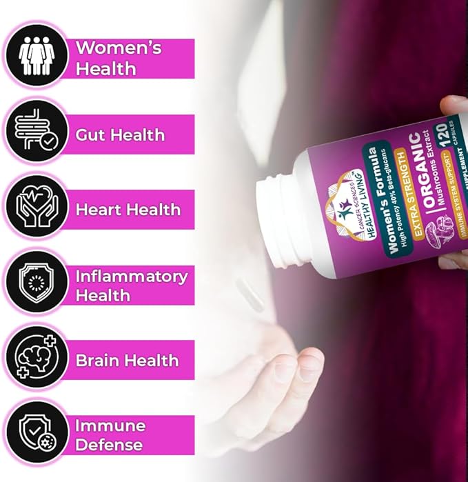 Cancer Sciences Organic Multivitamin for Women - Mushroom Supplement Extract - Hormonal & Immune Support Vitamins - 1,500mg Non-GMO Wellness Mushroom Complex with 40% Beta-Glucans,120 Capsules