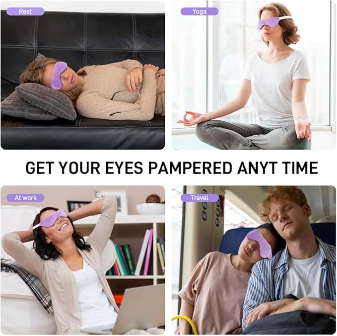 Heated Eye Mask - Microwaveable Moist Heat Compress for Dry, Itchy Eyes & Styes - Purple