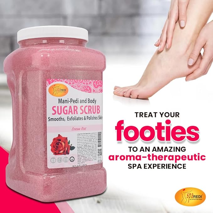 SPA REDI - Sugar Body Scrub,Sensual Rose, 128 Oz - Exfoliating, Moisturizing, Hydrating and Nourishing, Glow, Polish, Smooth and Fresh Skin - Body Exfoliator