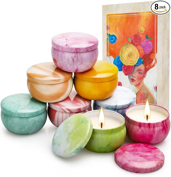 Candles, 8 Pack French Artistic Scented Candle Gift Set for Women, Floral & Fruity Scents, Paris-Inspired Oil Painting Gift Box, Holiday Aromatherapy Gifts for Cozy Home Décor