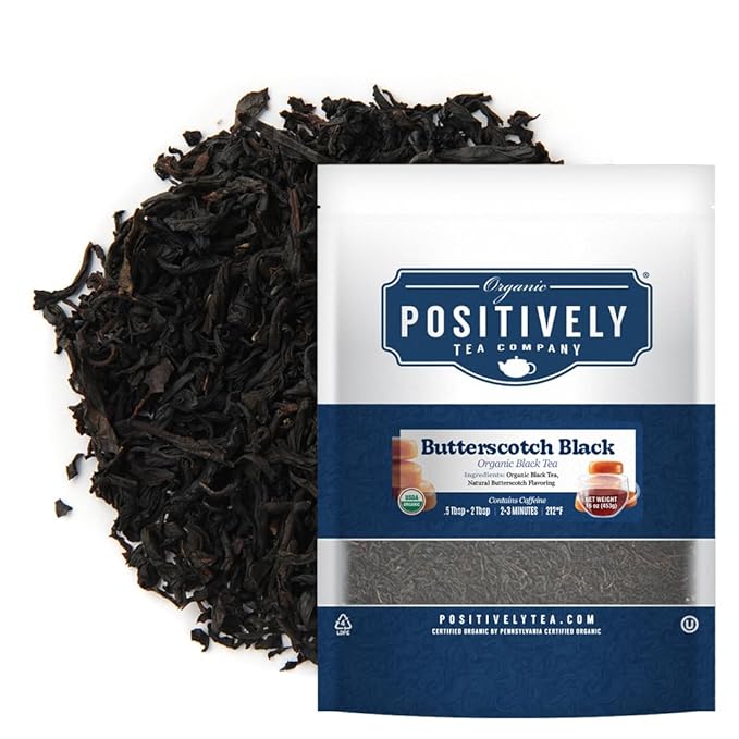 Organic Positively Tea Company, Butterscotch Black Tea, Loose Leaf, 16 Ounce