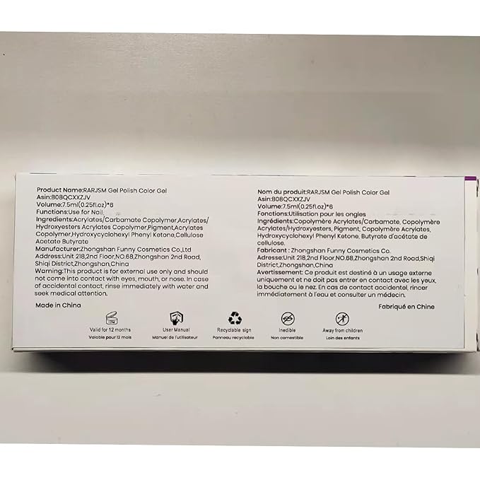 RARJSM Gel Nail Polish Kit, Glitter Rose Gold Silver Gel Polish, Pastel Pink Classic Red Black White Nail Polish Set, Curing Required Nail Art Manicure Salon 7.5ML Each Bottle