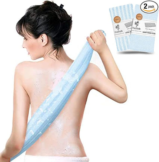 Yiclick 2pcs Back Scrubber for Shower Bath ，Exfoliating Body Scrubber, Body Exfoliator Loofah Luffa Sponge Net Rag Back Washer