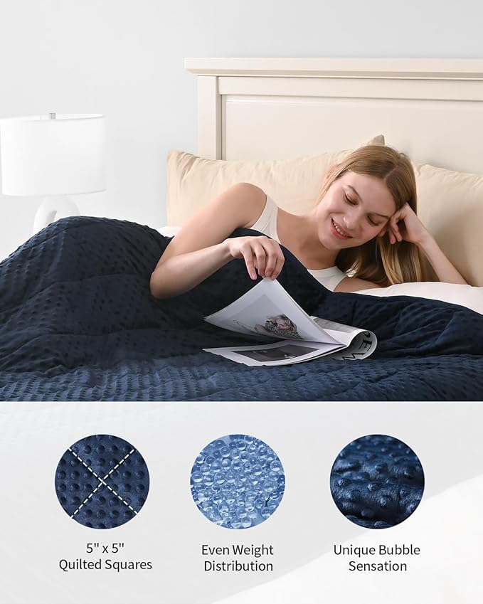 Mr. Sandman Weighted Blanket for Adults, Heavy Blanket for Woman,Man Sleeping/Calm, Soft and Cozy Weighted Throw Blankets, Machine Washable, 48 x 72in, 12 lbs, Navy Blue
