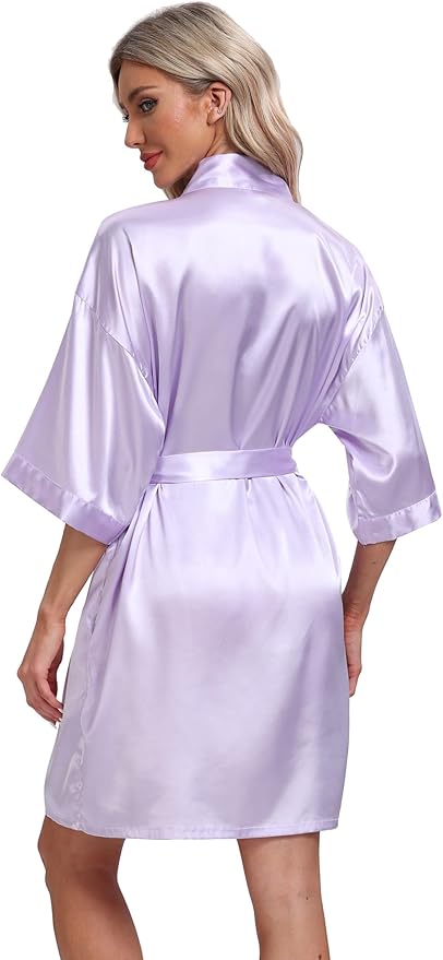 Women's Pure Short Silky Robes Bridesmaid Bride Party Satin Robes Sleepwear
