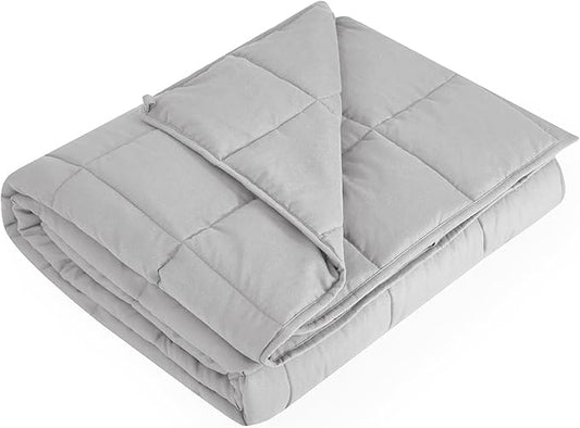 L'AGRATY Weighted Blanket - 60"x80" 15lbs Cooling Breathable Heavy Blanket Microfiber Material with Glass Beads for Adult All-Season Summer Fall Winter Soft Thick Comfort