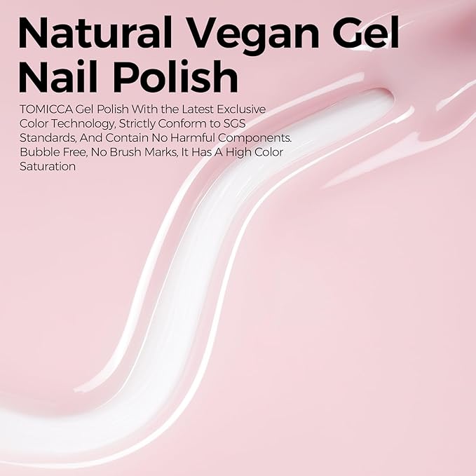 TOMICCA Gel Nail Polish, Light Pink Nail Polish Quick Dry, UV Jelly Pink Gel Polish Colors Long Lasting Nail Art Manicure Home DIY