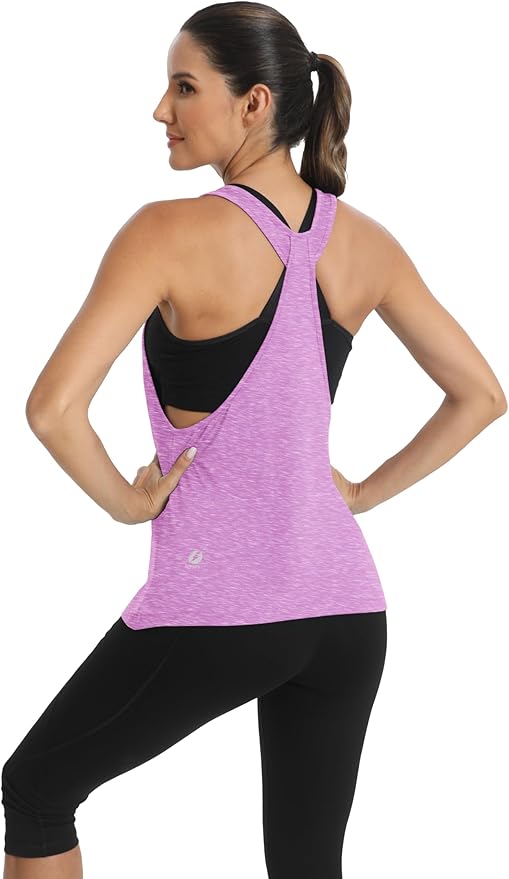 ICTIVE Workout Tops for Women Sleeveless Open Back Muscle Racerback Exercise Tank Shirts