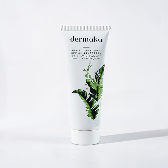 Dermaka Tinted Sunscreen SPF 42 for Face & Body – 2-in-1 Lightly Tinted Mineral Sunscreen with Zinc Oxide & Titanium Dioxide – Skin Soothing, Water-Resistant 80 Min, 3.4 oz