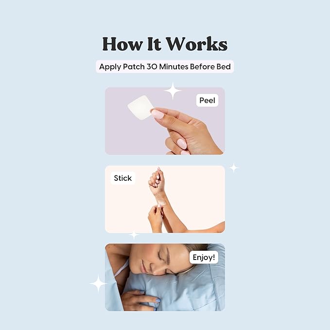 The Patch Brand Sleep Patches | Support Restful Sleep with Melatonin, Valerian Root & B6 | All Natural Vitamins & Mineral Patch Plant Based and Cruelty Free Water Resistant Patches That Last All Night