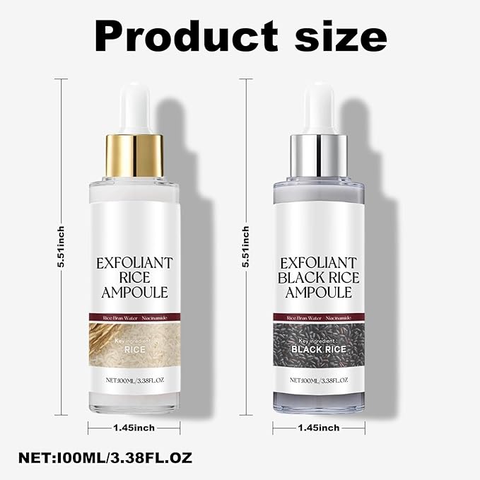 Black and White Rice Peeling Ampoule，2025 New Soft Exfoliating Face and Body Scrub，Black and White Rice Exfoliant for All Skin (White+Black, 3.38 Fl Oz (Pack of 1))