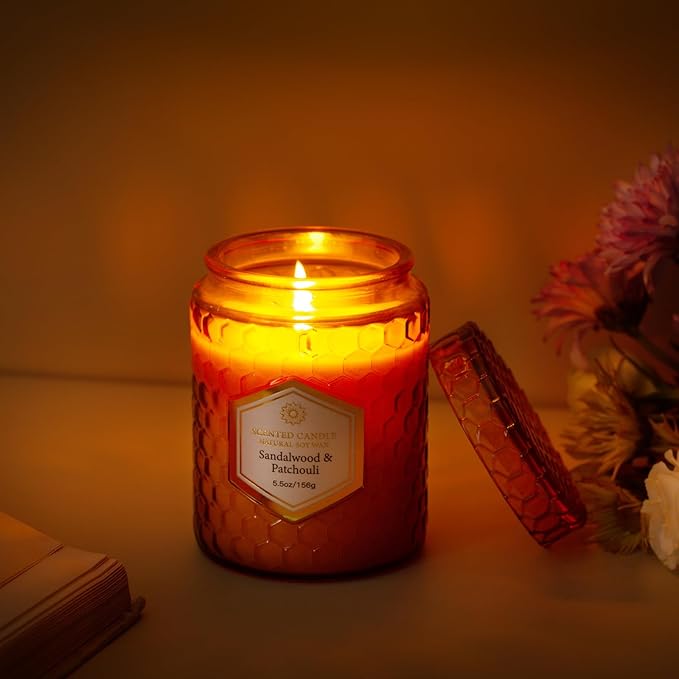 6 Pack Natural Soy Wax Jar Candles for Home, Scented Aromatherapy Gift Set for Women, 33 oz 240 Hour Long Lasting, for Birthday, Valentine's Day, Amber