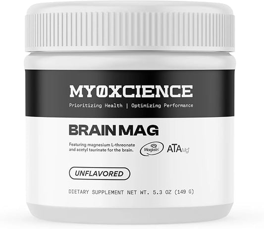 MYOXCIENCE Brain Mag | Magnesium L-Threonate Magtein & Magnesium Glycinate Powder (Unflavored) (60 Servings)