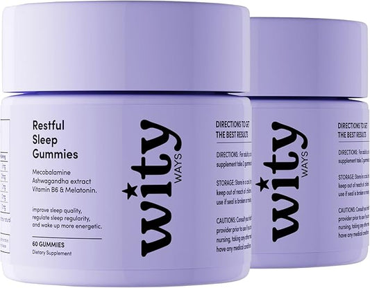 WITYWAYS Melatonin Sleep Gummies for Adults - Fast-Acting 20 Minute Sleep Aid with Ashwagandha KSM-66 & L-Theanine, Sugar-Free Plant-Based Sleep Support, 60 Chewables for Restful Nights (2)