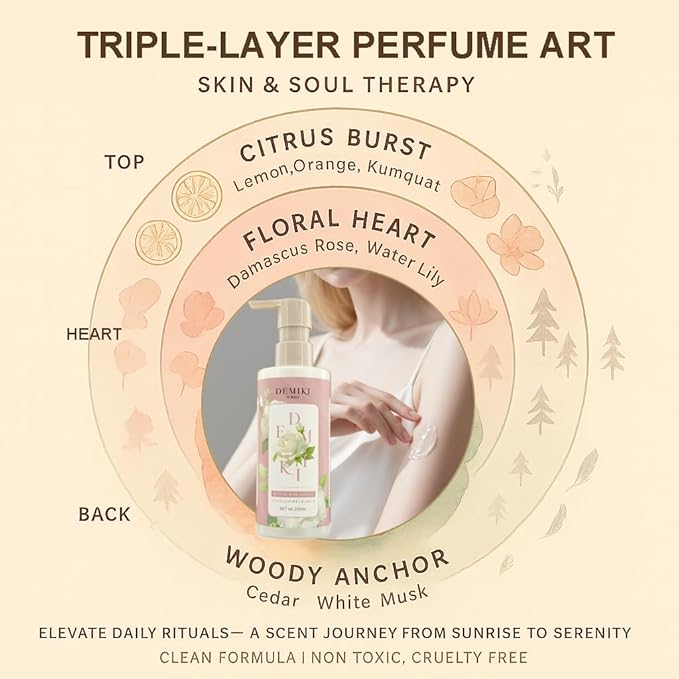 DEMIKI Body Lotion Moisturizer Skin Care with Niacinamide - Japanese Body Lotion for Women, Beauty & Personal Care, Body Cream for Dry Skin, Perfume Moisturizer, Summer Essentials Skincare 8.45fl.oz