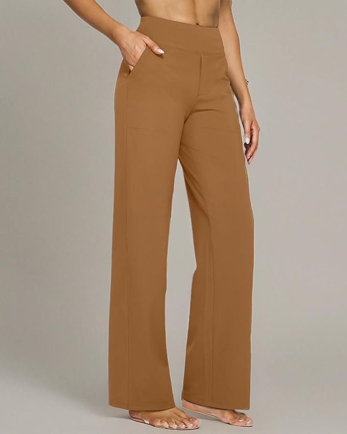 G4Free Yoga Pants Women Wide Leg Pants with Pockets High Waist Stretch Dress Casual Sweatpants Petite/Regular/Tall
