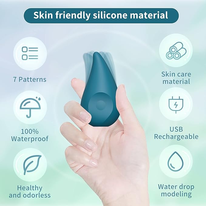 Handheld Water Drop Shape Facial & Eye Skin Care Tools - Personal Vibrating MaeDouy Mini Portable Massage Ball,for Improves Dark Circles,Eye Bags,and Fine Lines,Facial Skin Laxity and Aging-Dark Green