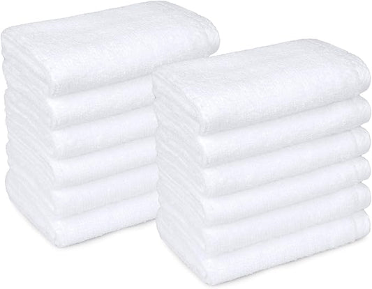 Amazon Basics Cotton Washcloths, Quick-Dry, 12" x 12", 12-Pack, White