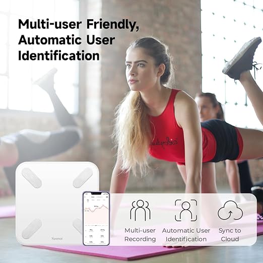 Yunmai Smart Scale with BMI, Body Fat, Muscle Mass, Digital Weight Body Fat Scale Mini, 13 Body Composition Scale Bluetooth Health Apps Compatible, Rechargeable 400lb